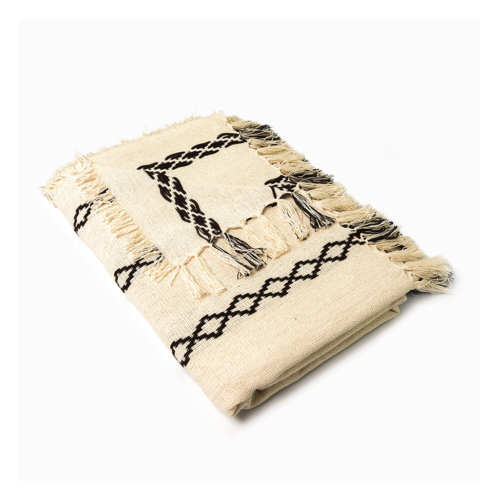 Manta Romana Tabaco e Bege 140x140 cm