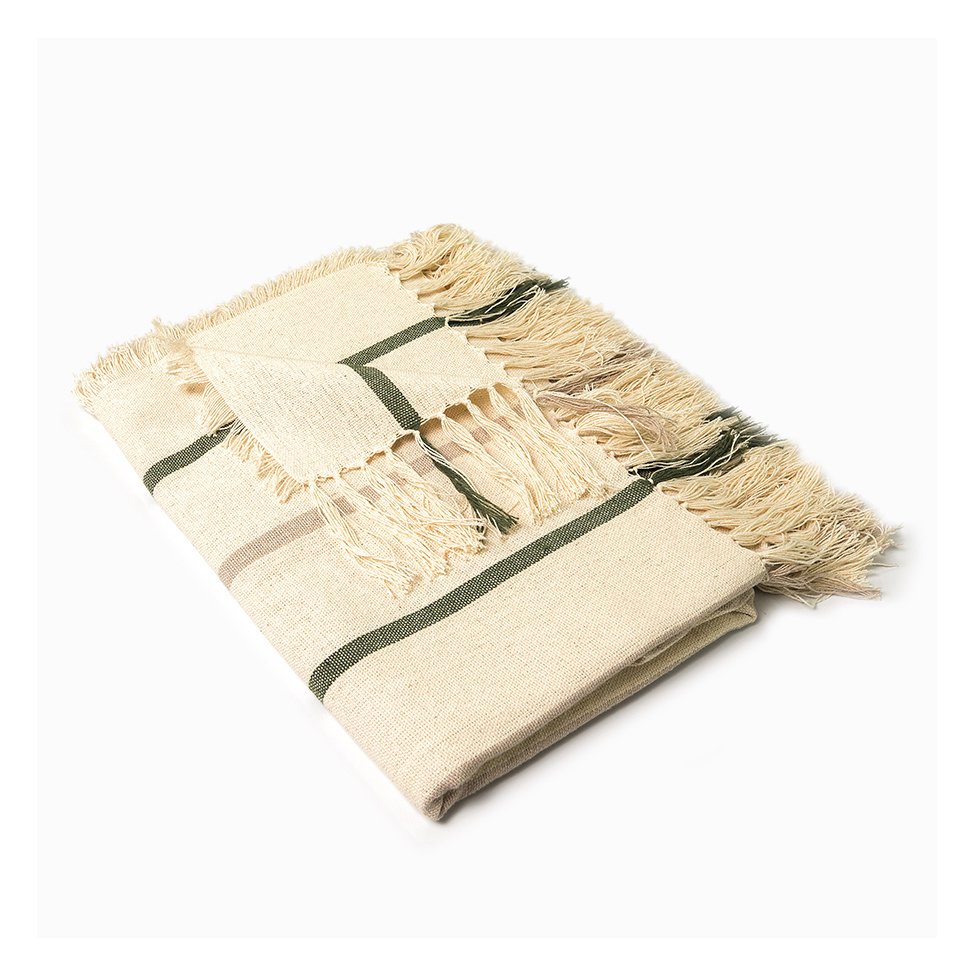 Manta Romantic Listras Verde e Bege 120x140 cm