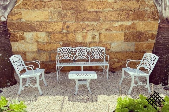 Conjunto Para Jardim Búzios (01 Mesinha + 02 Poltronas + 01 Banco 3 Lugares) Piscina Varanda Clube Hotel Pousada Artesane Móveis