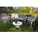Conjunto Viena (01 Mesinha + 02 Poltronas + 01 Banco Namoradeira 3 Lugares) Alumínio Fundido Jardim Varanda Piscina Área Gourmet Área Externa Artesane Móveis