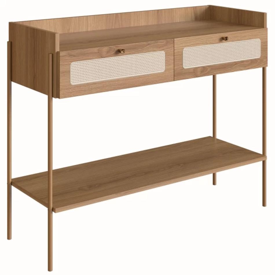 Aparador 2 Gavetas 103Cm Palhinha Pé Madeira Oslo