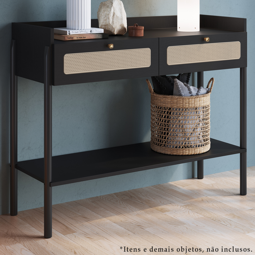 Aparador 2 Gavetas Palhinha 27936 Linha Oslo Nero Artesano