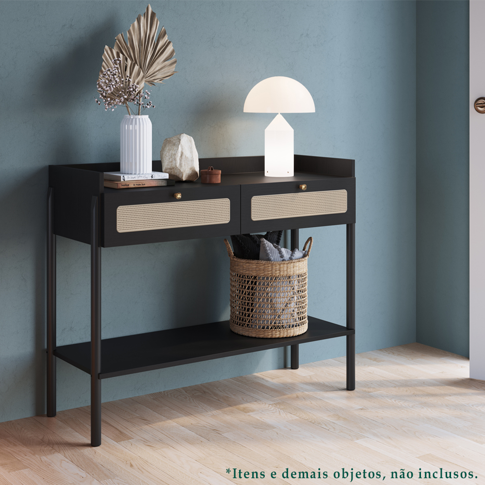 Aparador 2 Gavetas Palhinha 27936 Linha Oslo Nero Artesano