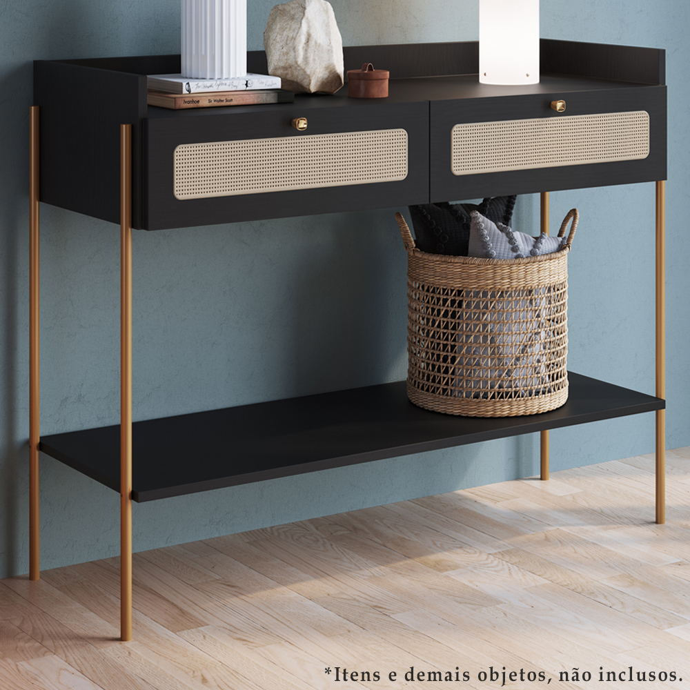 Aparador 2 Gavetas Palhinha 28936 Linha Oslo Nero Artesano