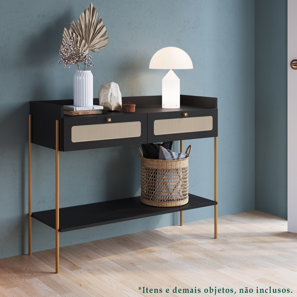 Aparador 2 Gavetas Palhinha 28936 Linha Oslo Nero Artesano