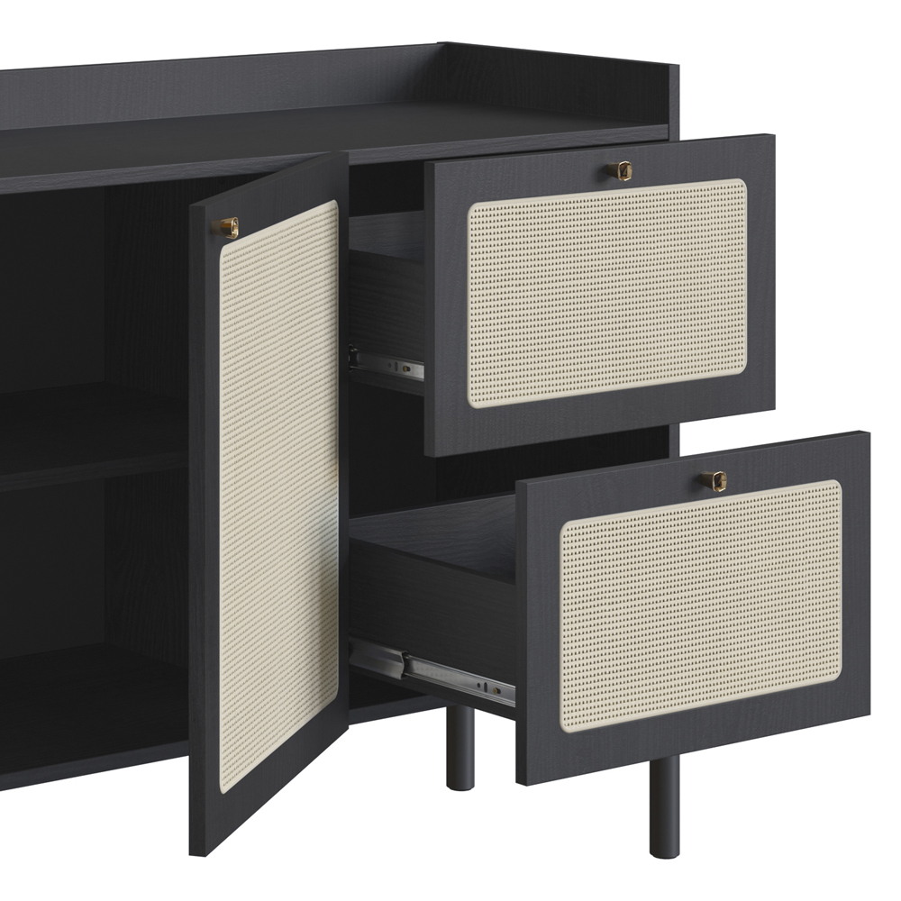 Aparador Balcao Buffet 139 Cm Pes Madeira 27969 Oslo Nero Artesano