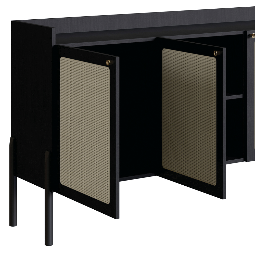 Aparador Balcao Buffet 183 CM Pes Madeira 27935 Oslo Nero Artesano