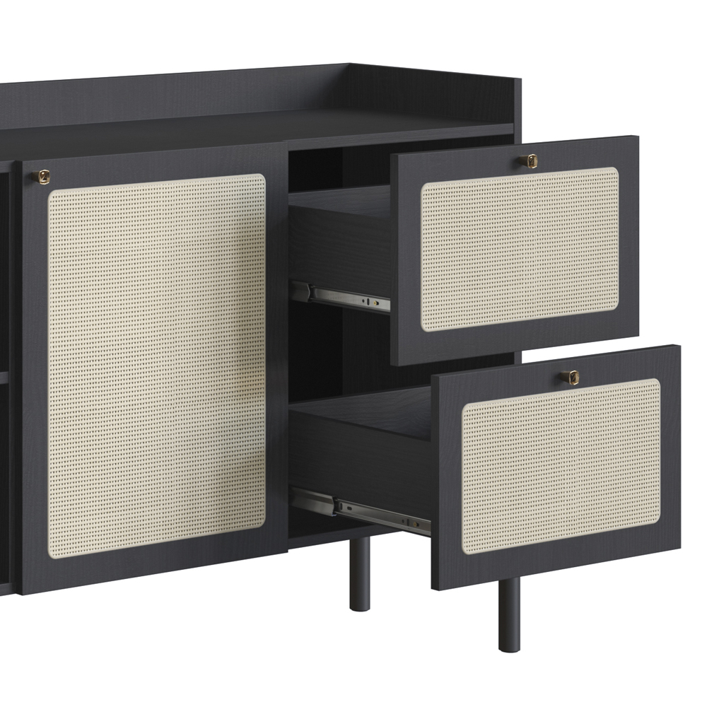 Aparador Balcao Buffet 183 CM Pes Madeira 27935 Oslo Nero Artesano