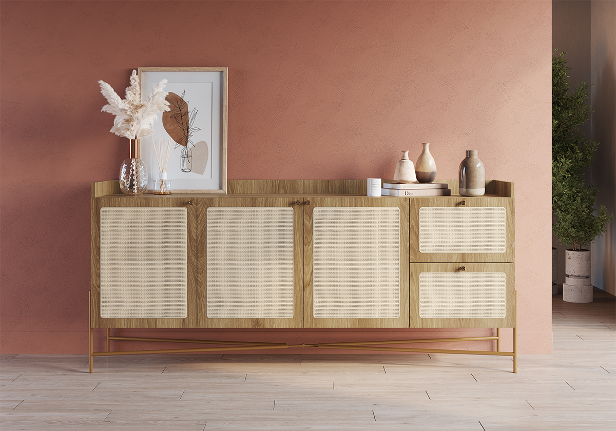 Aparador Balcao Buffet 183 Cm Pes Metal 28935 Oslo Hanover Artesano