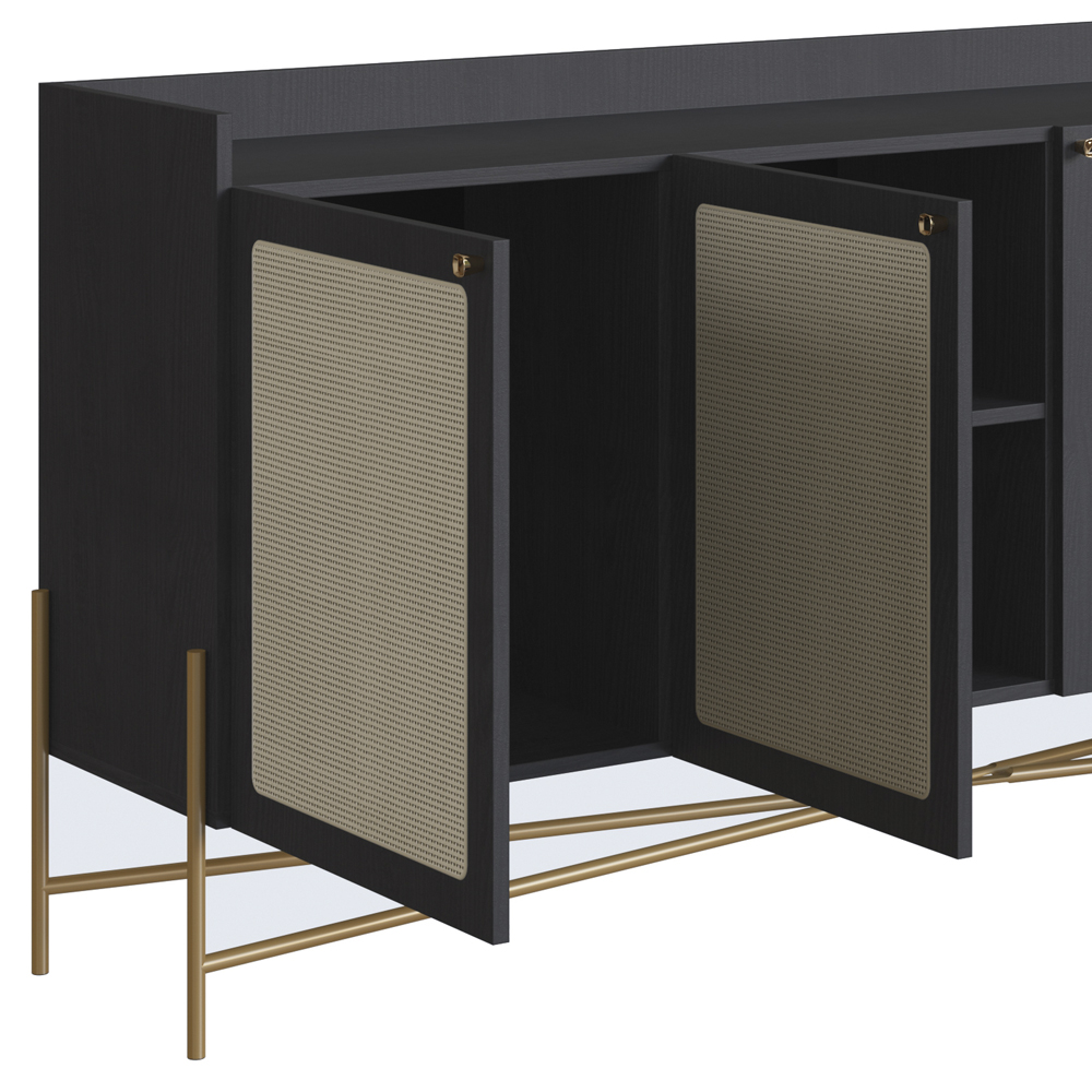 Aparador Balcao Buffet 183 Cm Pes Metal 28935 Oslo Nero Artesano