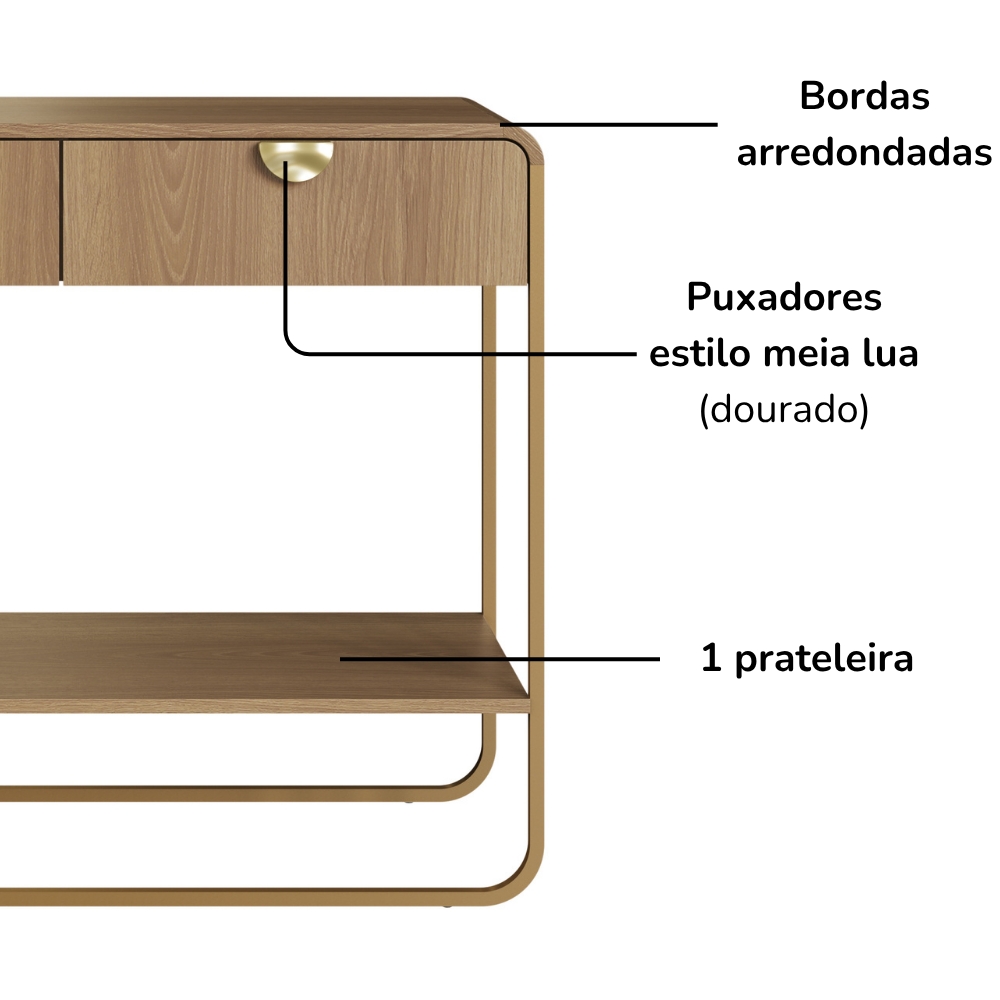 Aparador Organico 2 Gavetas 100 cm 28066 Hanover Dourado Artesano