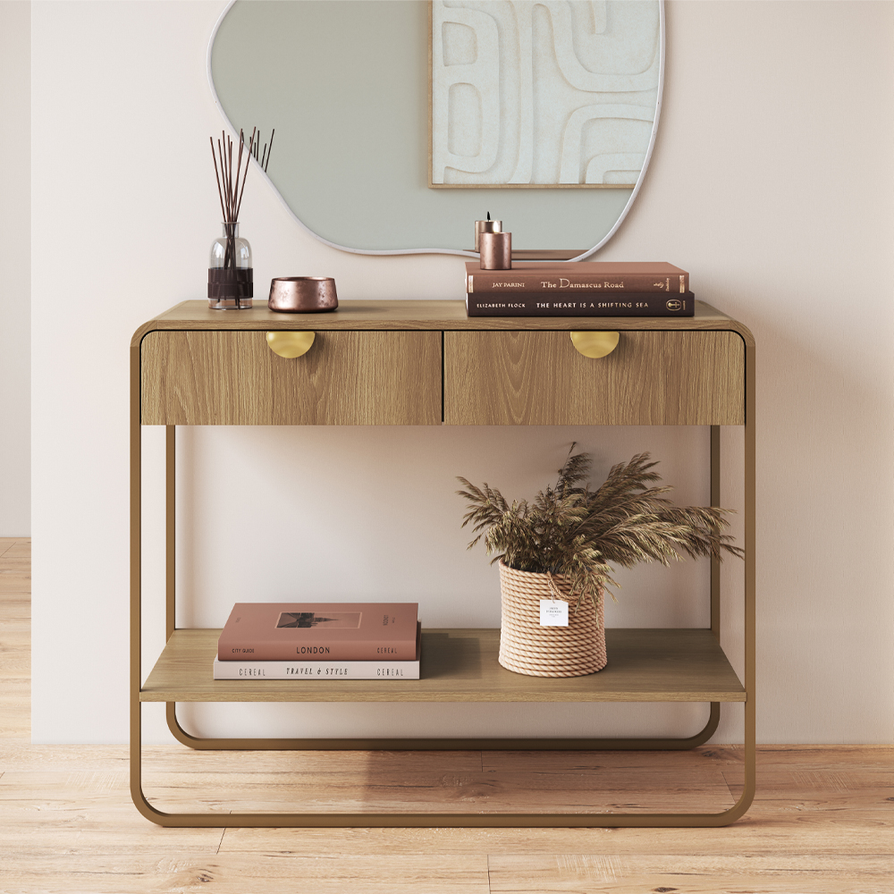 Aparador Organico 2 Gavetas 100 cm 28066 Hanover Dourado Artesano