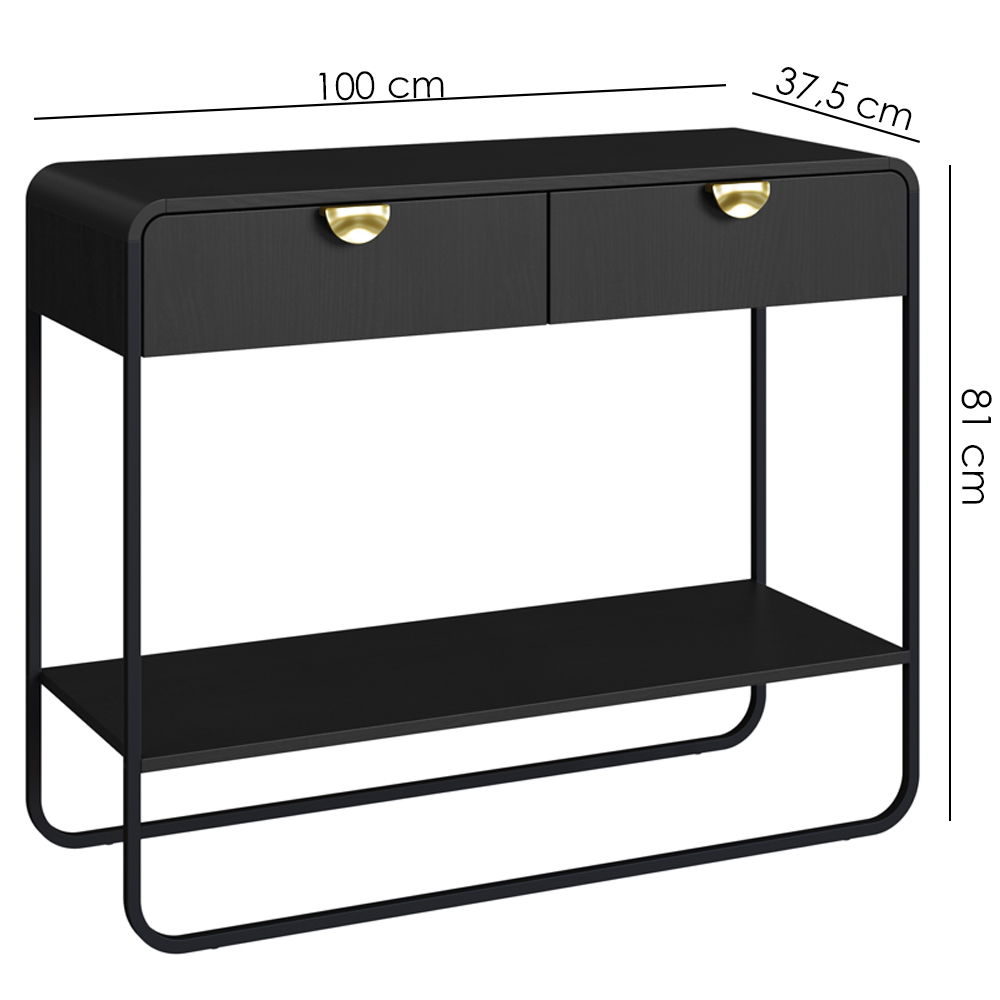 Aparador Organico 2 Gavetas 100 cm 28066 Nero Preto Artesano
