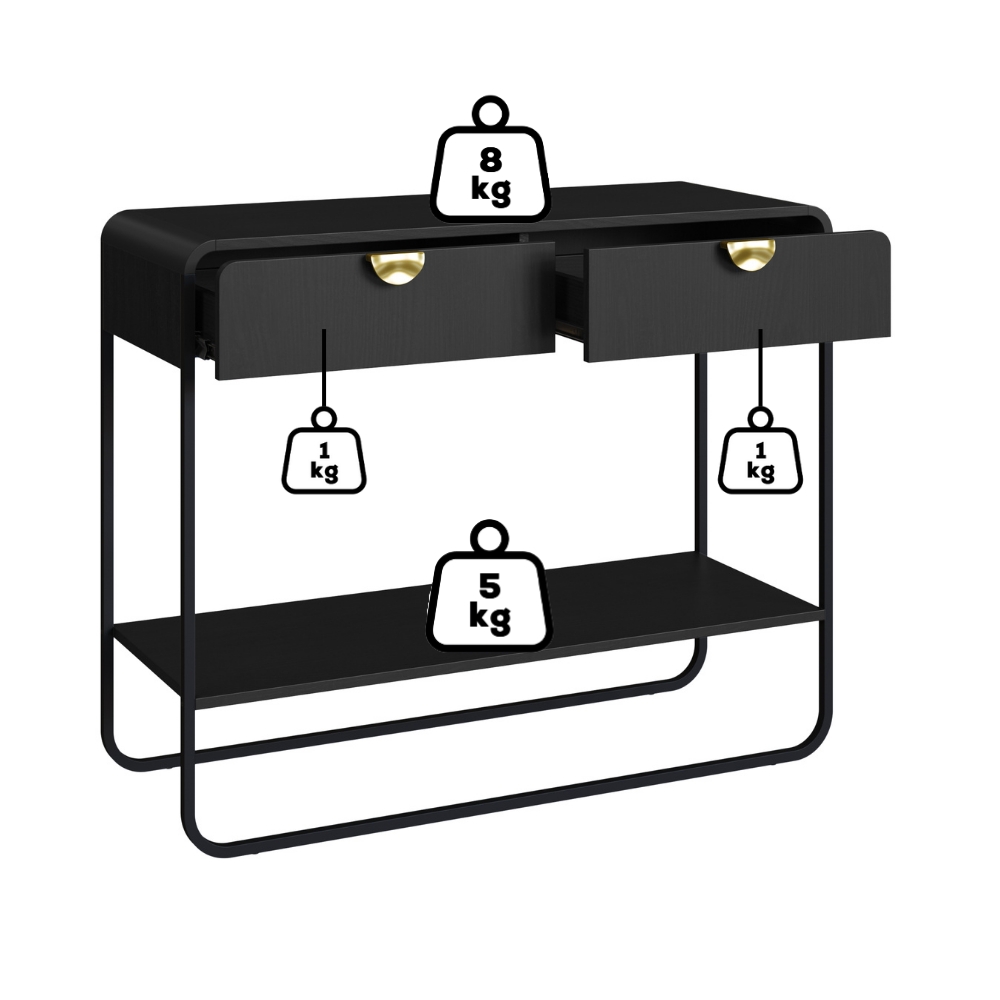 Aparador Organico 2 Gavetas 100 cm 28066 Nero Preto Artesano