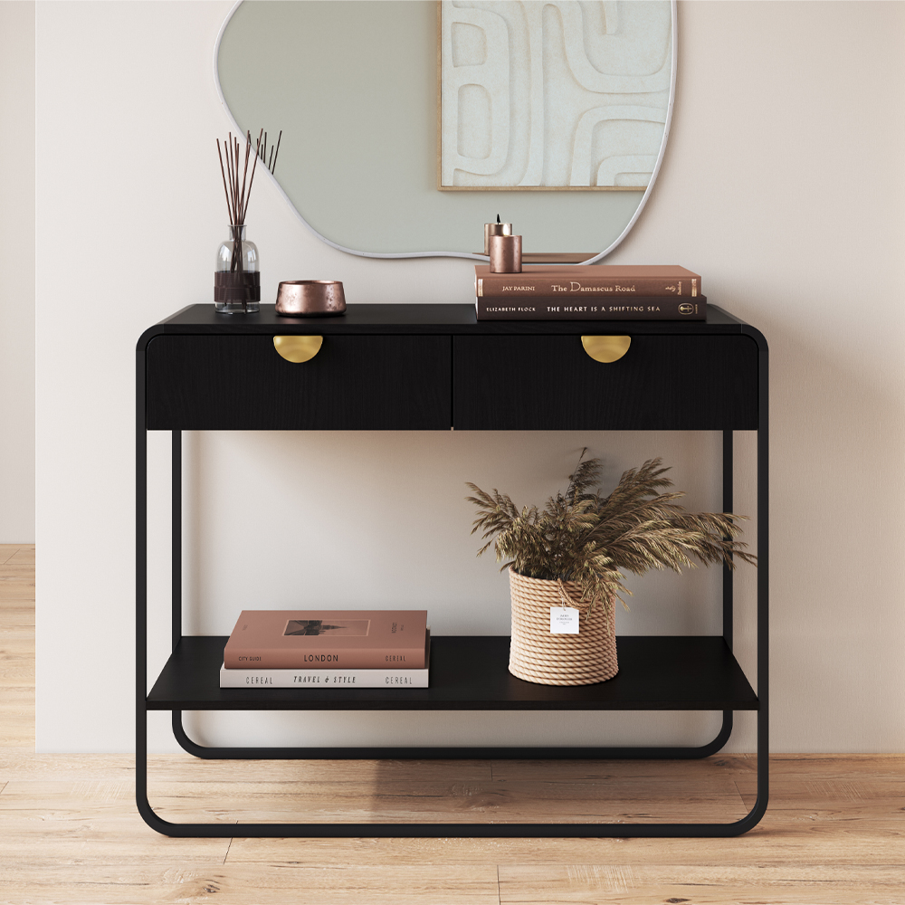 Aparador Organico 2 Gavetas 100 cm 28066 Nero Preto Artesano