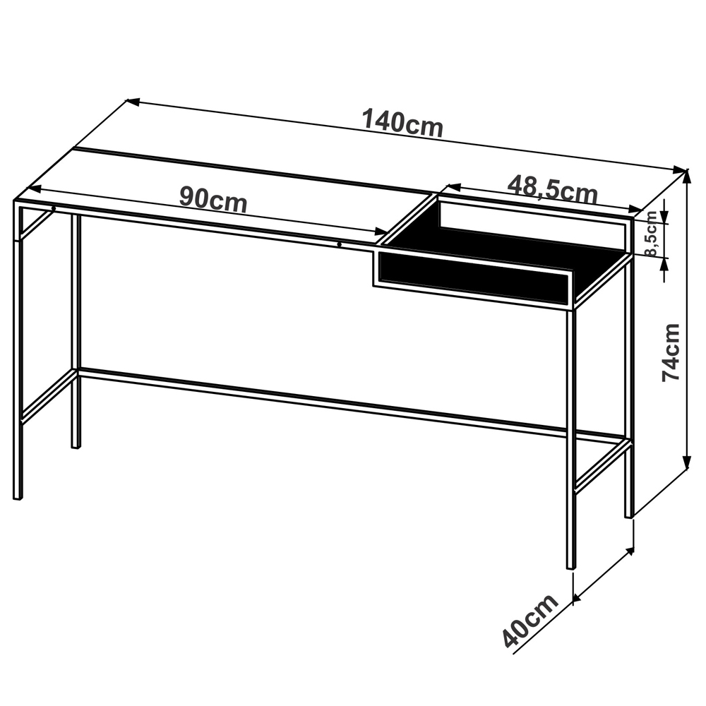 Aparador Para Sala 140cm Est Aço York Hanover Artesano