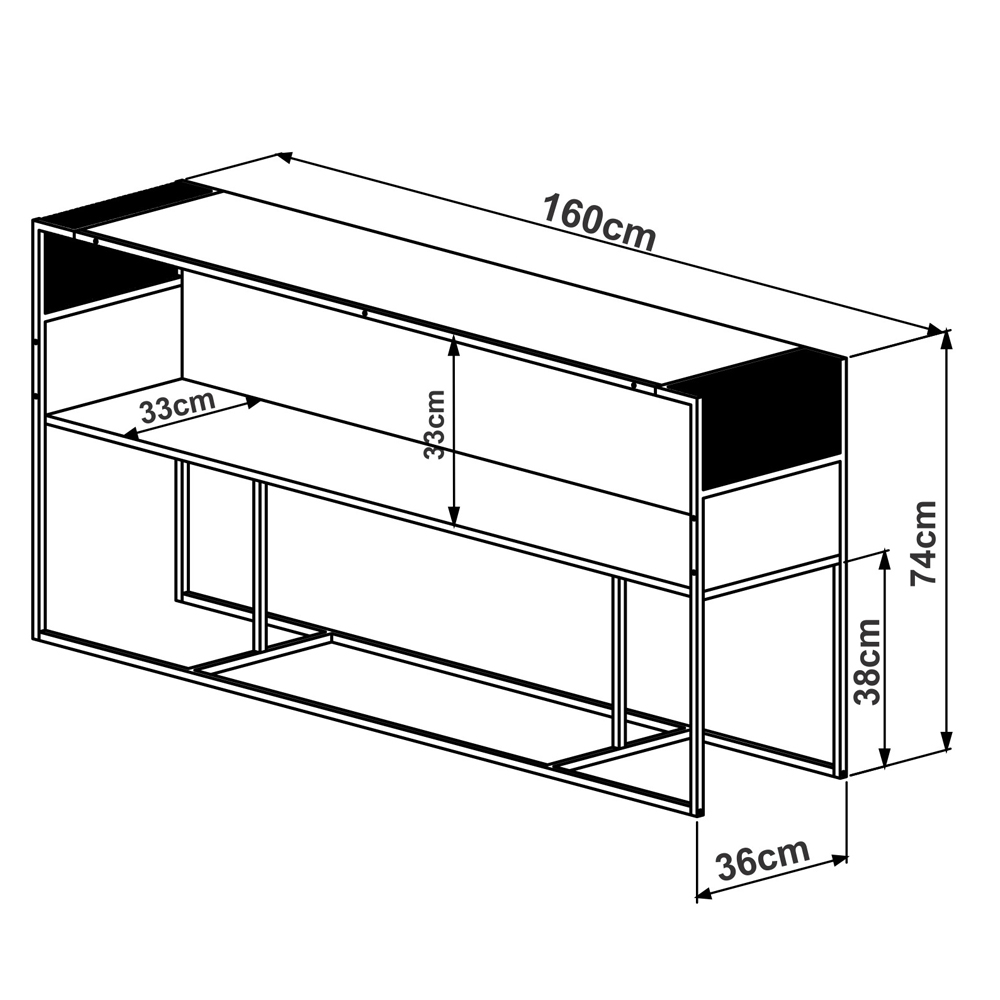 Aparador Para Sala 160cm Est Aço York Hanover Artesano