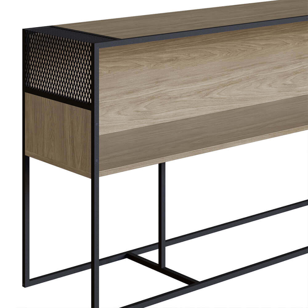 Aparador York Com Nicho 160cm Estrutura Preto Fosco - Hanover