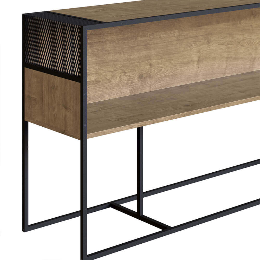 Aparador York Com Nicho 160cm Estrutura Preto Fosco - Vermont