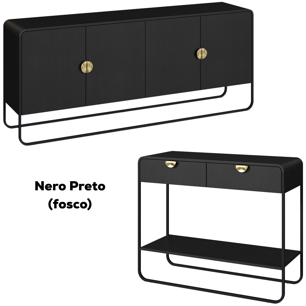 Balcao Buffet E Aparador 180 cm Organica Nero Preto Artesano