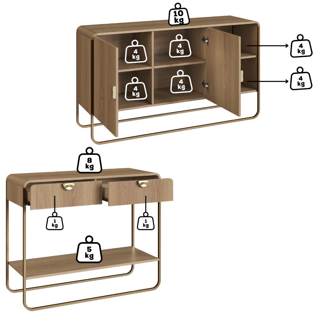 Balcao Buffet E Aparador Organica Hanover Dourado Artesano