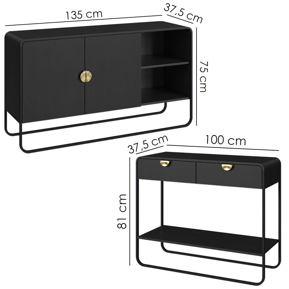 Balcao Buffet E Aparador Organica Nero Preto Artesano
