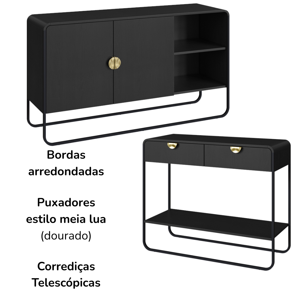 Balcao Buffet E Aparador Organica Nero Preto Artesano