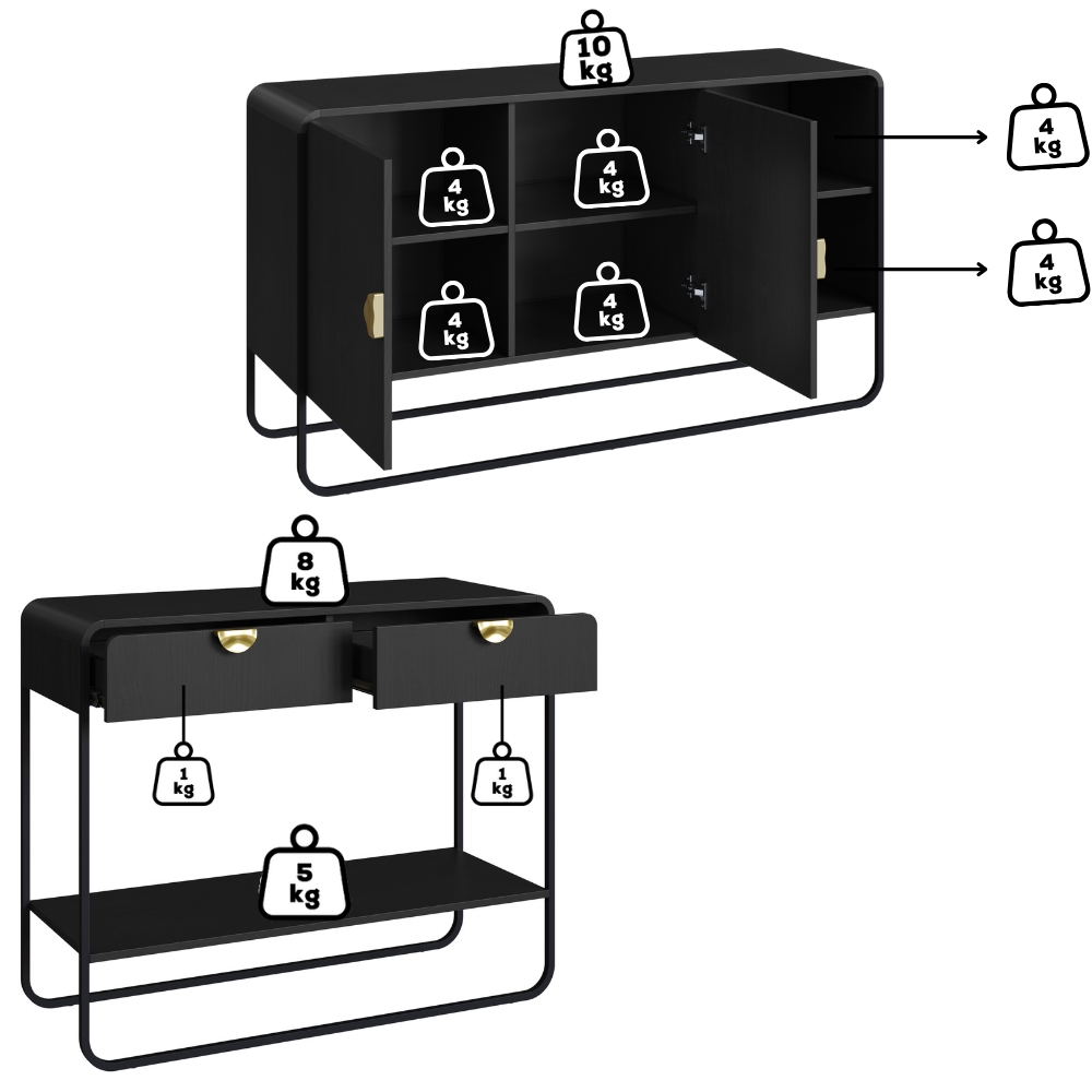 Balcao Buffet E Aparador Organica Nero Preto Artesano