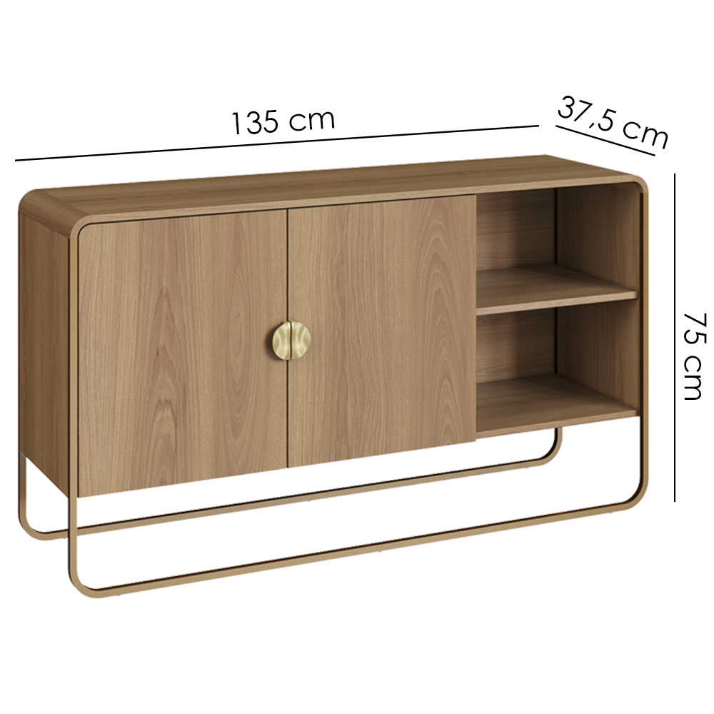 Balcao Buffet Organico 2 Portas 135 cm 28071 Hanover Dourado Artesano