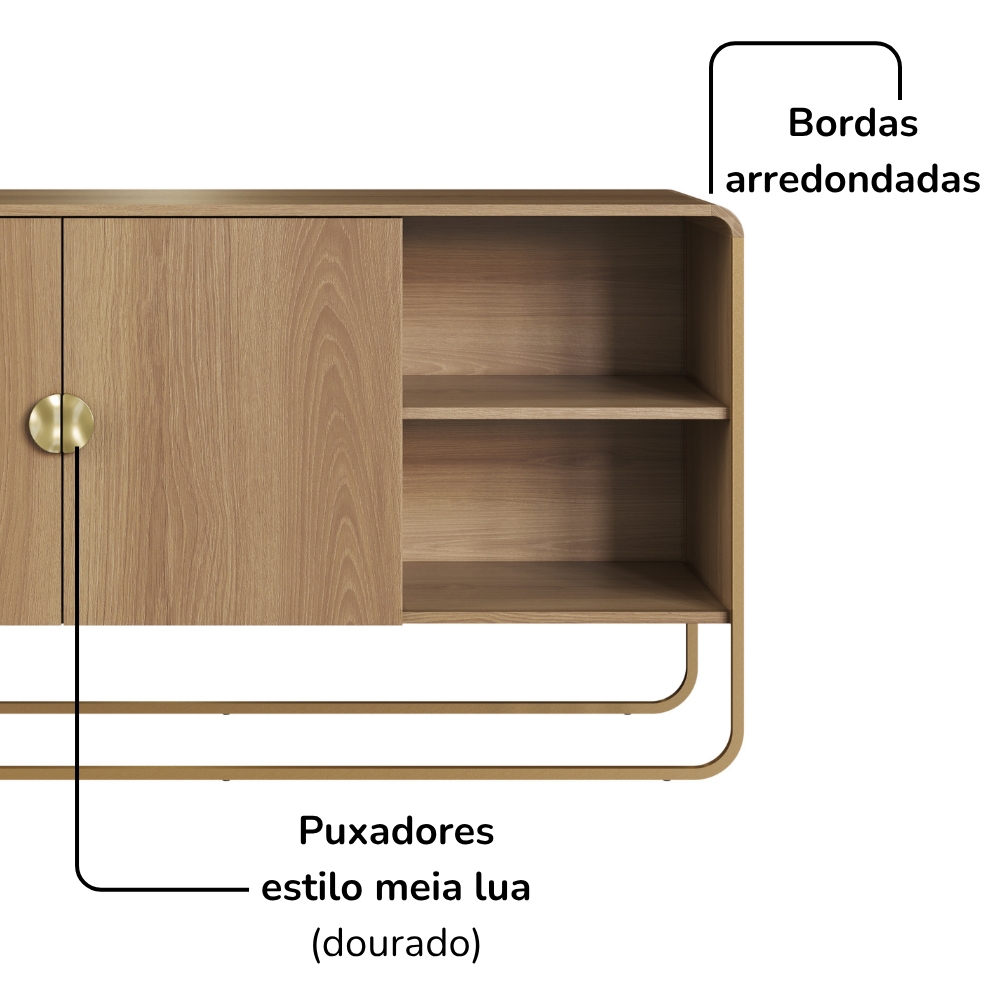 Balcao Buffet Organico 2 Portas 135 cm 28071 Hanover Dourado Artesano