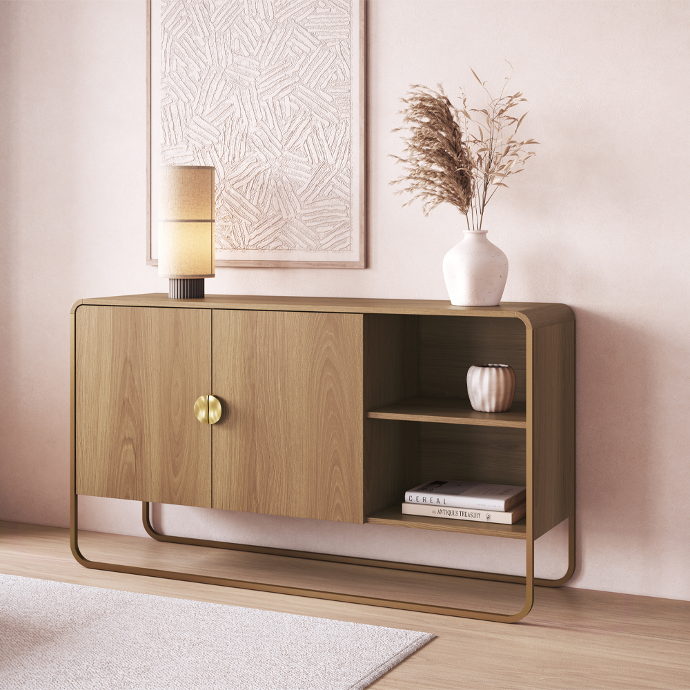 Balcao Buffet Organico 2 Portas 135 cm 28071 Hanover Dourado Artesano