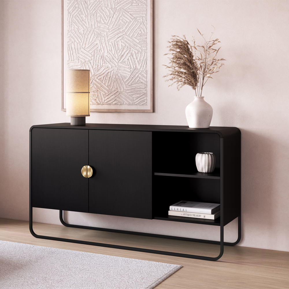 Balcao Buffet Organico 2 Portas 135 cm 28071 Nero Preto Artesano
