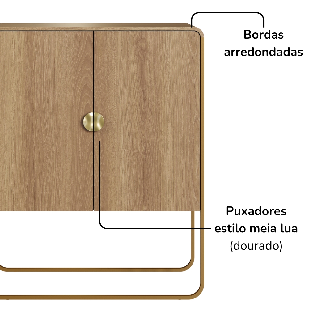 Balcao Buffet Organico 2 Portas 90 cm 28065 Hanover Dourado Artesano