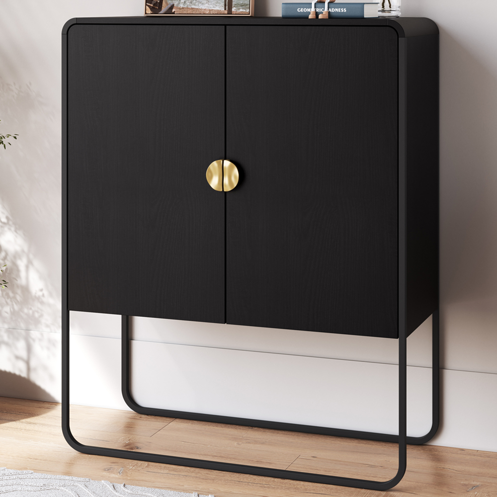 Balcao Buffet Organico 2 Portas 90 cm 28065 Nero Preto Artesano