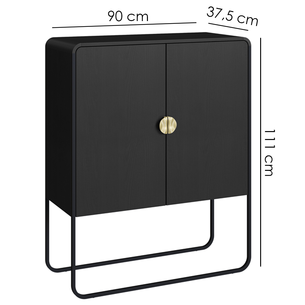 Balcao Buffet Organico 2 Portas 90 cm 28065 Nero Preto Artesano