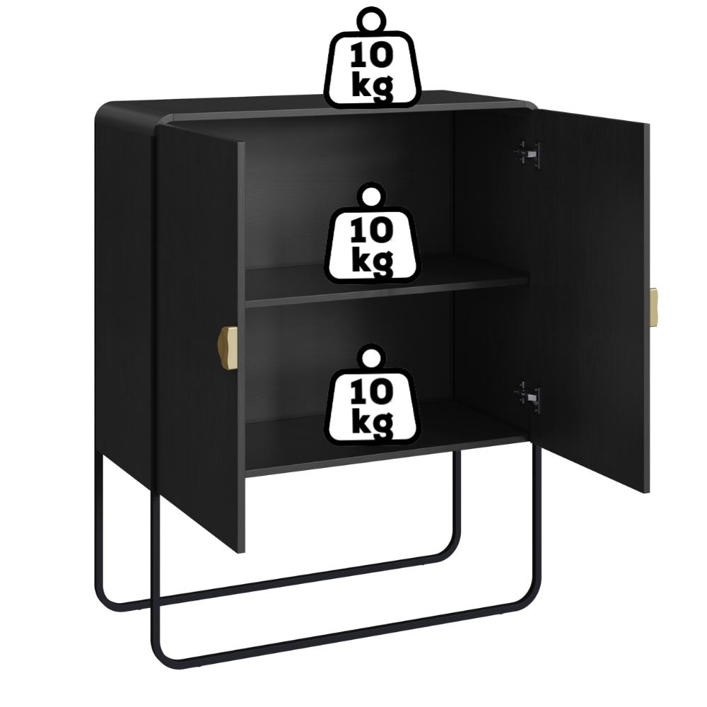 Balcao Buffet Organico 2 Portas 90 cm 28065 Nero Preto Artesano