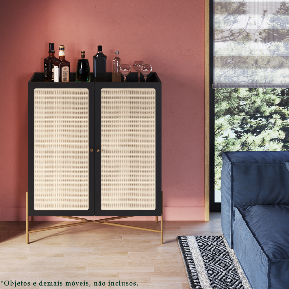 Balcao Cafe Bar 2 Portas 93 Cm Pes Metal 28929 Oslo Nero Artesano