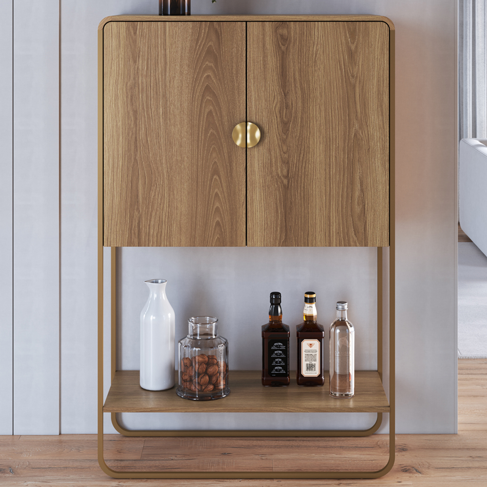 Balcao Cafe Bar Organico 2 Portas 90 cm 28069 Hanover Dourado Artesano