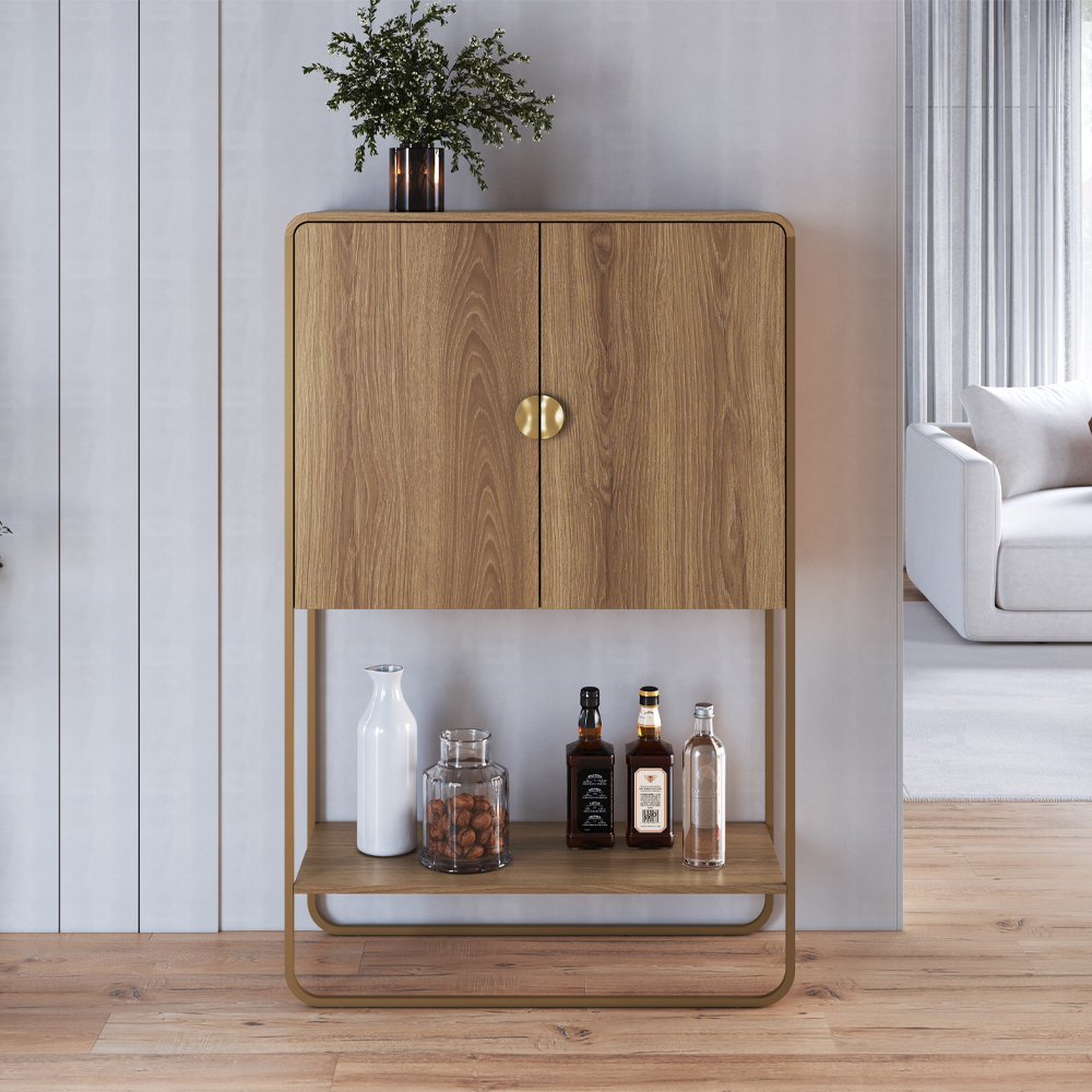 Balcao Cafe Bar Organico 2 Portas 90 cm 28069 Hanover Dourado Artesano