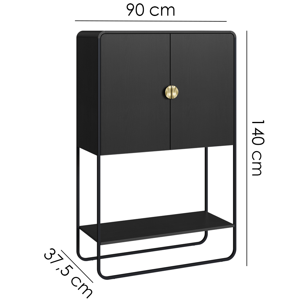 Balcao Cafe Bar Organico 2 Portas 90 cm 28069 Nero Preto Artesano