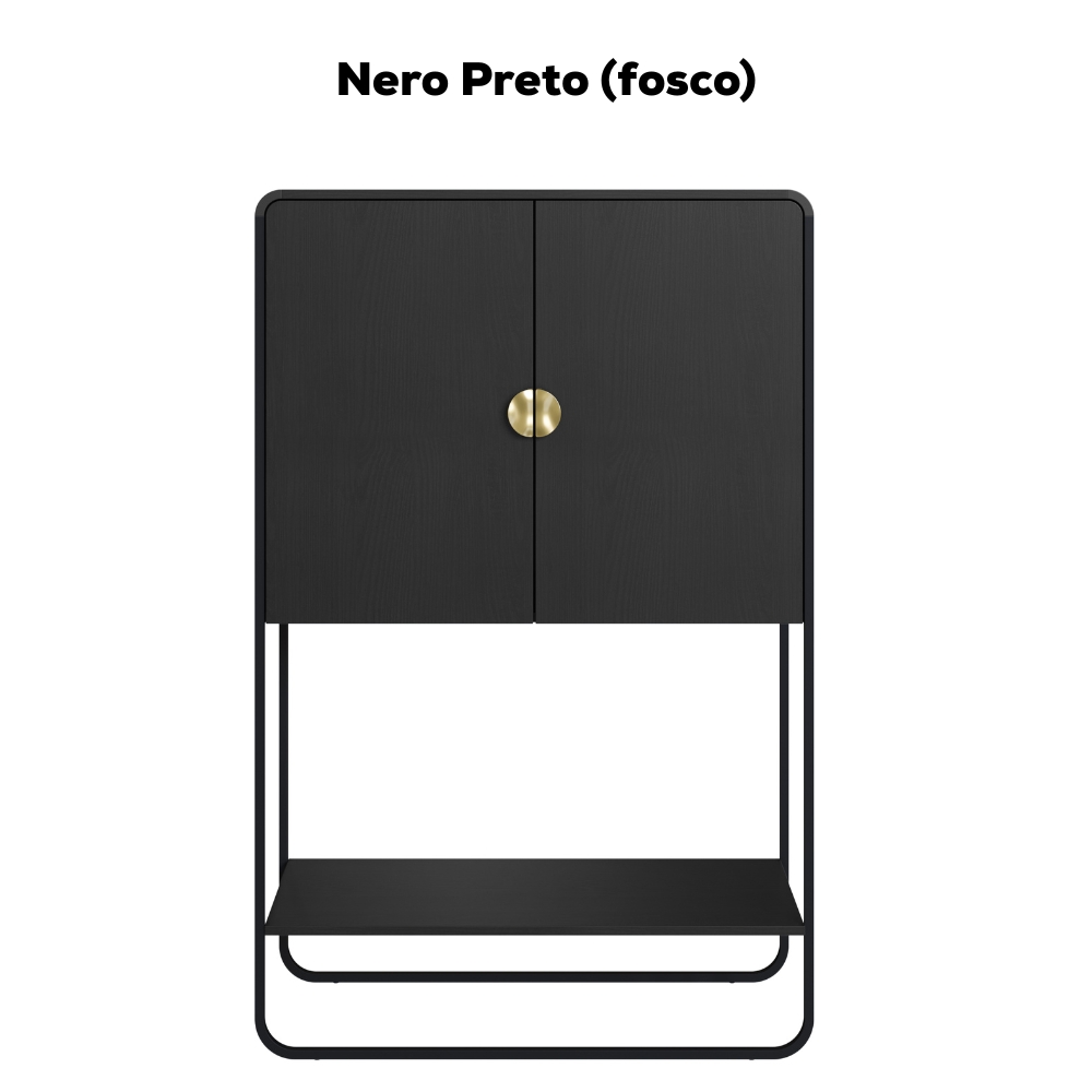 Balcao Cafe Bar Organico 2 Portas 90 cm 28069 Nero Preto Artesano