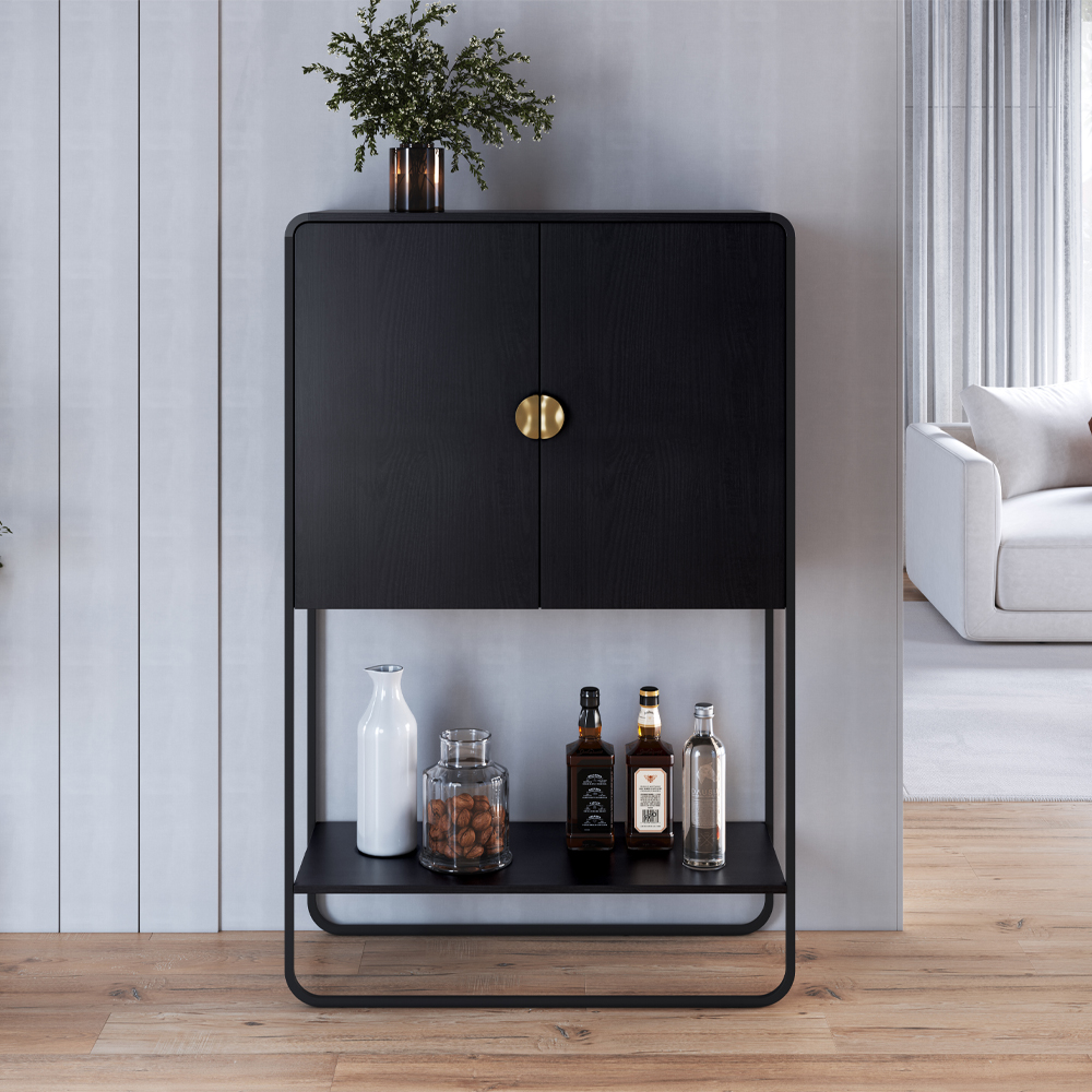 Balcao Cafe Bar Organico 2 Portas 90 cm 28069 Nero Preto Artesano