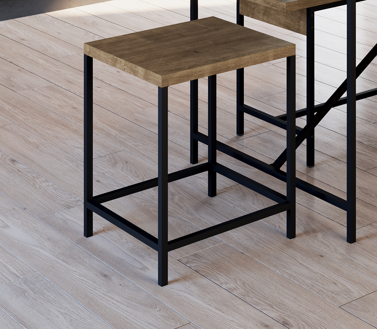 Banqueta Baixa Est Aço Steel Quadra 27823 Vermont Artesano