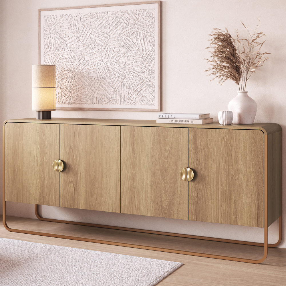 Buffet Aparador Organico 4 Portas 180 cm 28075 Hanover Dourado Artesano