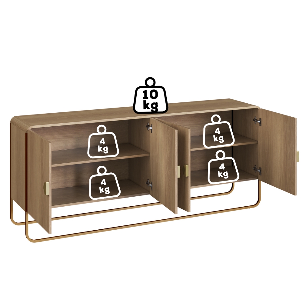 Buffet Aparador Organico 4 Portas 180 cm 28075 Hanover Dourado Artesano