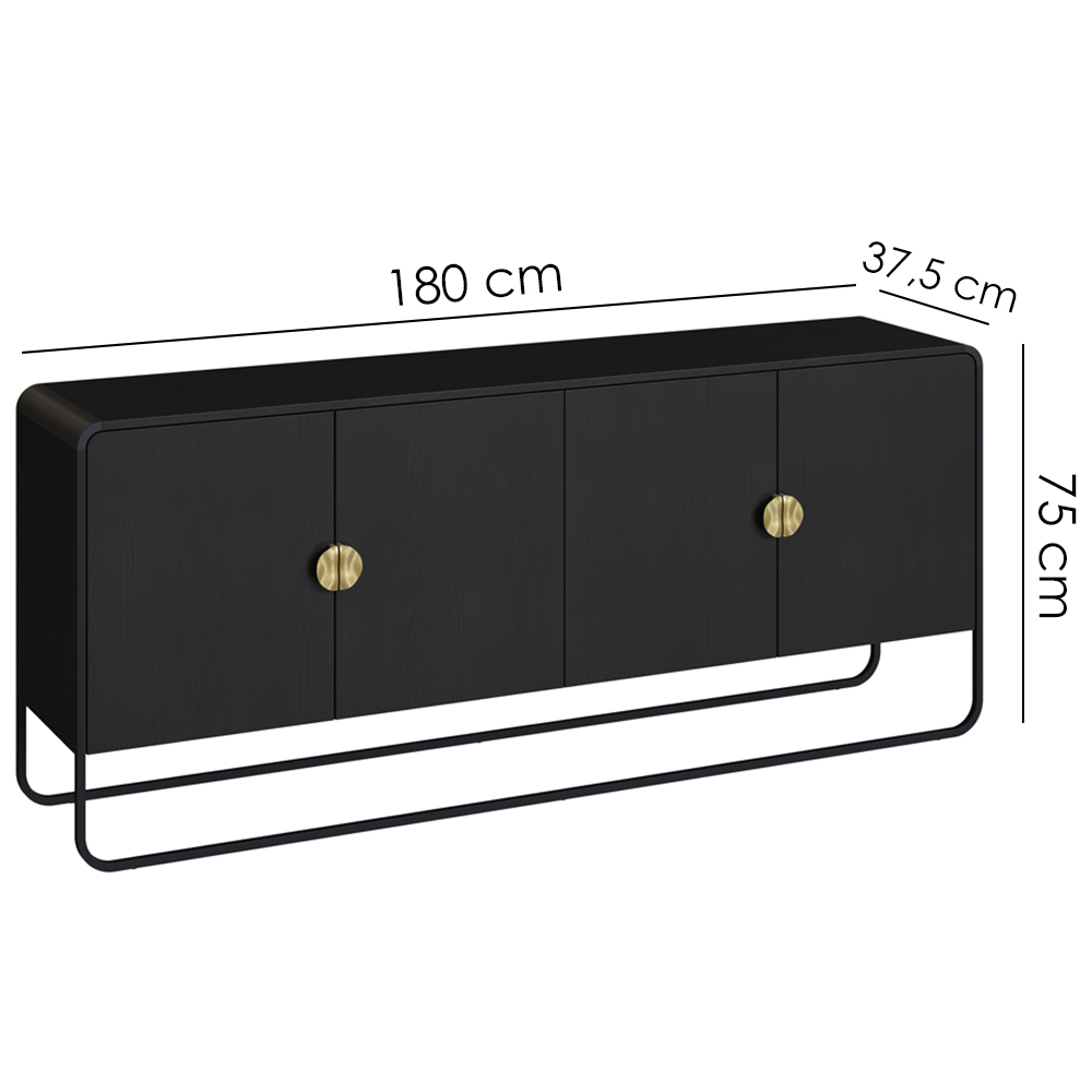 Buffet Aparador Organico 4 Portas 180 cm 28075 Nero Preto Artesano
