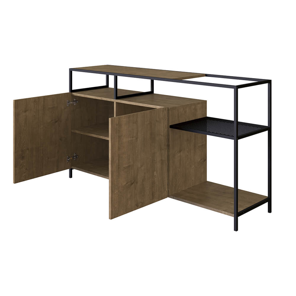 Buffet Bar Dinâmico York 135cm Estrutura Preto Fosco - Vermont