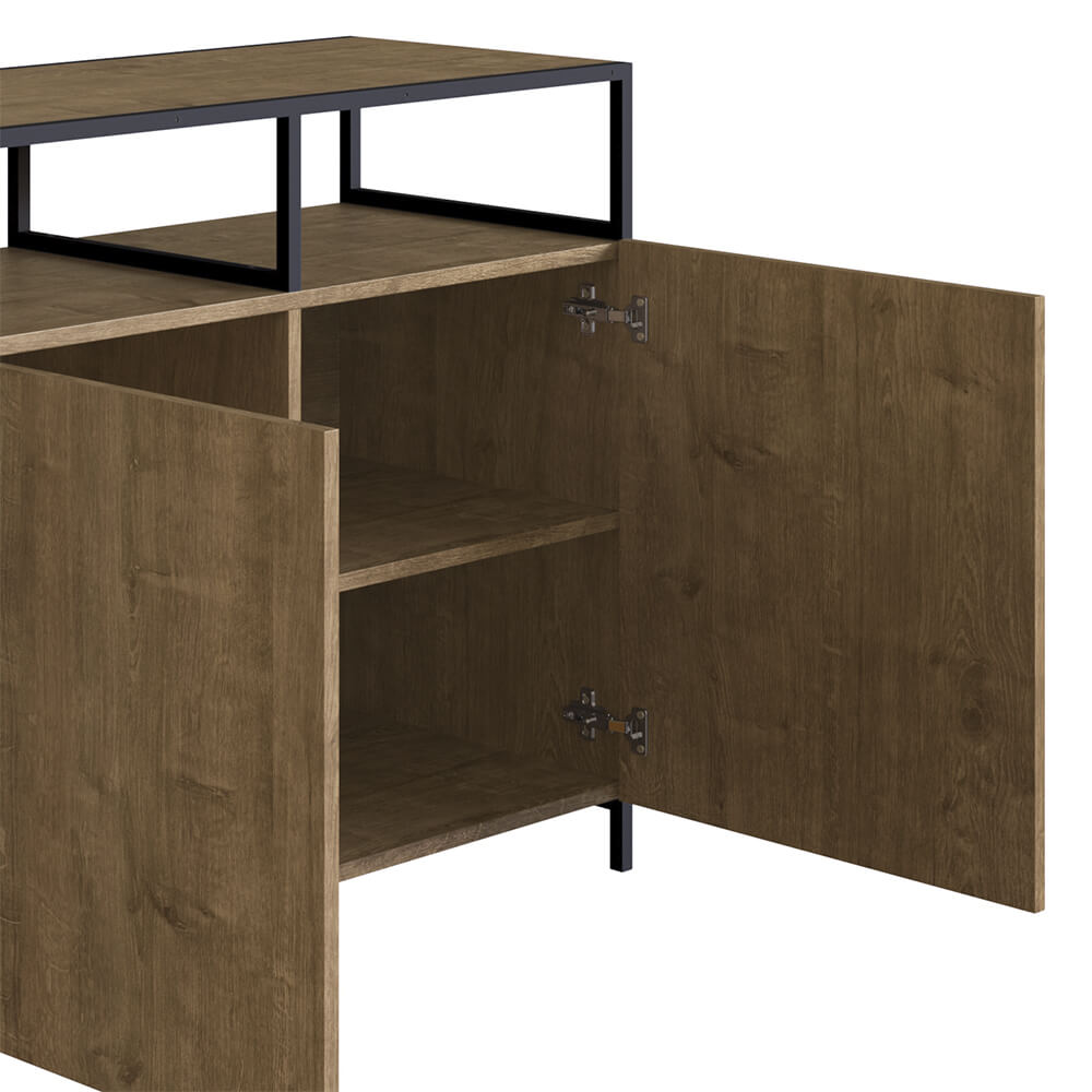 Buffet Bar Dinâmico York 135cm Estrutura Preto Fosco - Vermont