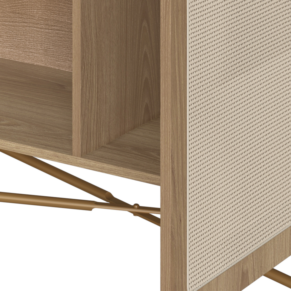 Buffet Bar Oslo 2 PT Hanover e Dourado 81 cm