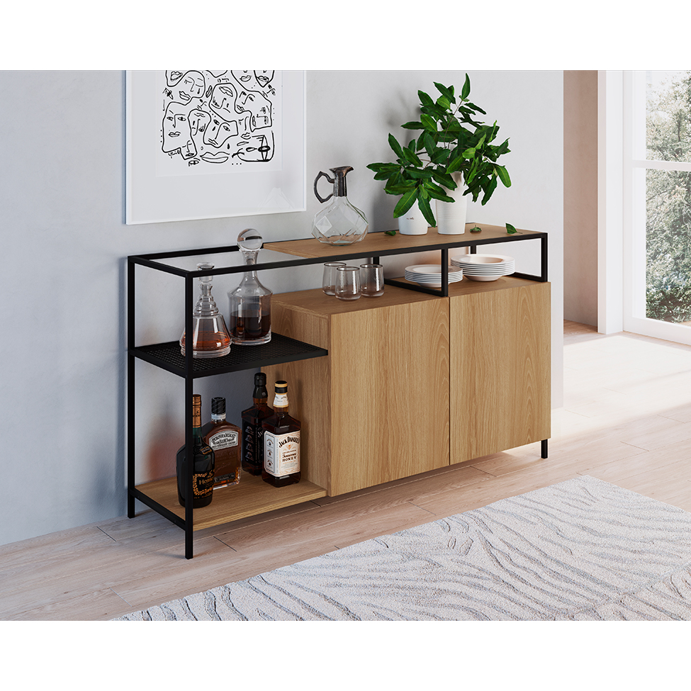 Buffet York 2 PT Hanover e Preto